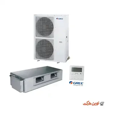 داکت اسپلیت گری 60000 دو حالته سرمایش و گرمایش دو فن موتور سنگین روتاری کلاس آب و هوایی T3 با گاز R410A مدل GUD60PH/A-K